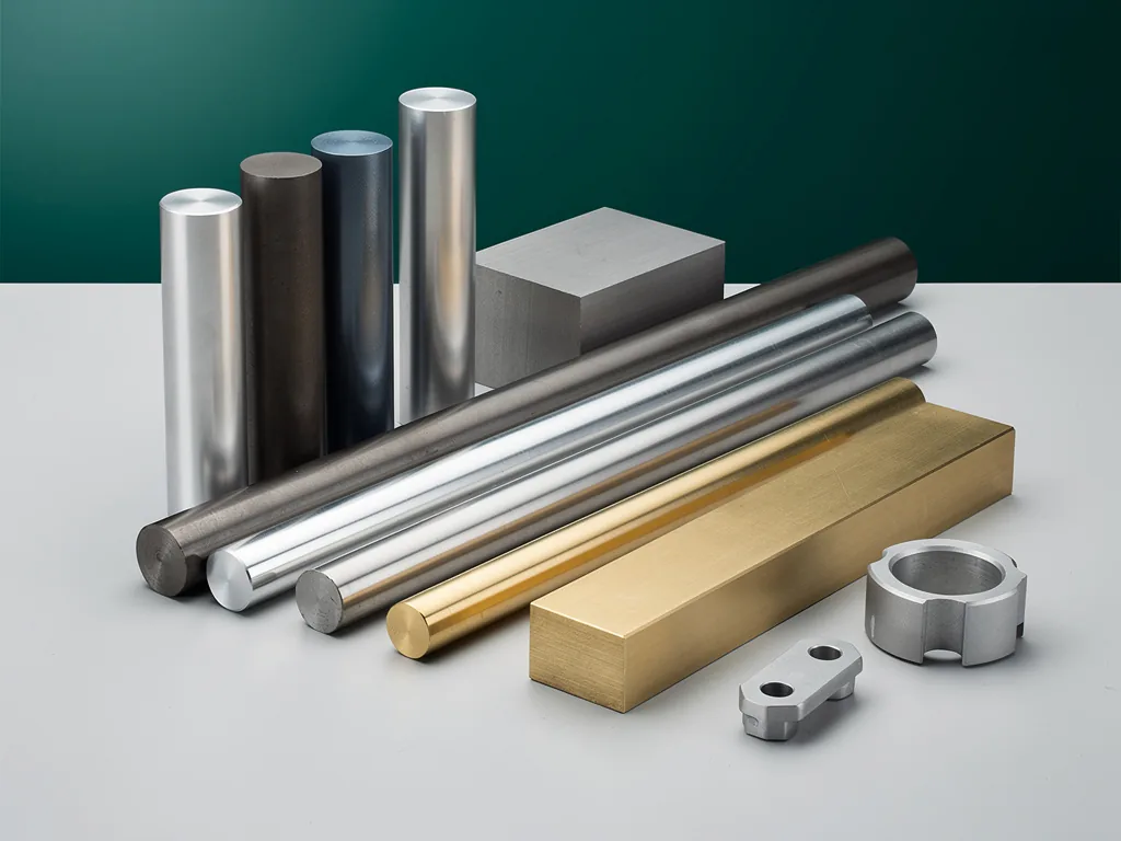 Engineering metal bar stock and machined samples